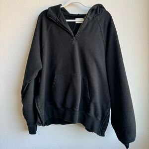 Essentials Fear Of God Black Oversized Side Zipper Hoodie Size Large Unisex